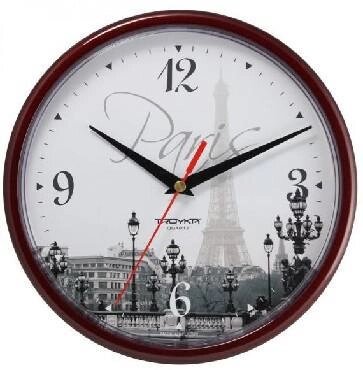 Часы настенные интерьерные бесшумные стильные круглые коричневые для спальни зала MP52 со стрелками от компании 2255 by - онлайн гипермаркет - фото 1