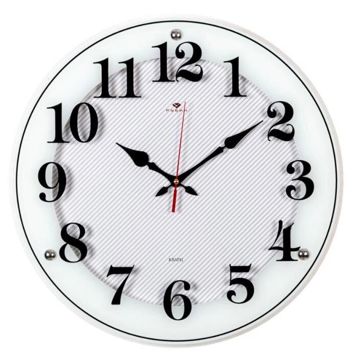 Часы настенные интерьерные бесшумные стильные круглые на стену для спальни зала белые РУБИН 4040-1241W от компании 2255 by - онлайн гипермаркет - фото 1