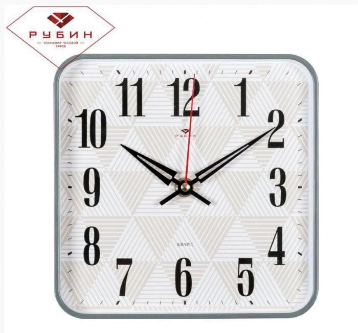 Часы настенные интерьерные бесшумные стильные квадратные для спальни зала на стену большие цифры РУБИН 1918 от компании 2255 by - онлайн гипермаркет - фото 1
