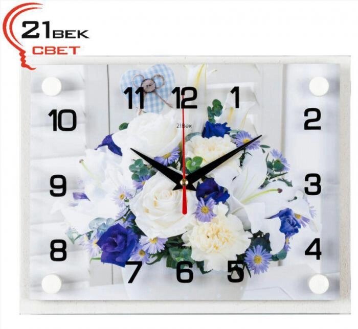 Часы настенные интерьерные бесшумные стильные прямоугольные на стену для спальни зала картина Цветы от компании 2255 by - онлайн гипермаркет - фото 1