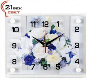Часы настенные интерьерные бесшумные стильные прямоугольные на стену для спальни зала картина Цветы