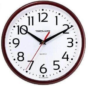 Часы настенные со стрелками интерьерные бесшумные стильные круглые в спальню зал гостиную MP85 коричневые