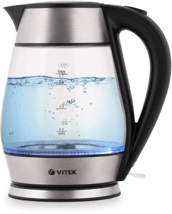 Чайник электрический Vitek VT-7037, 2200Вт, прозрачный и черный от компании 2255 by - онлайн гипермаркет - фото 1