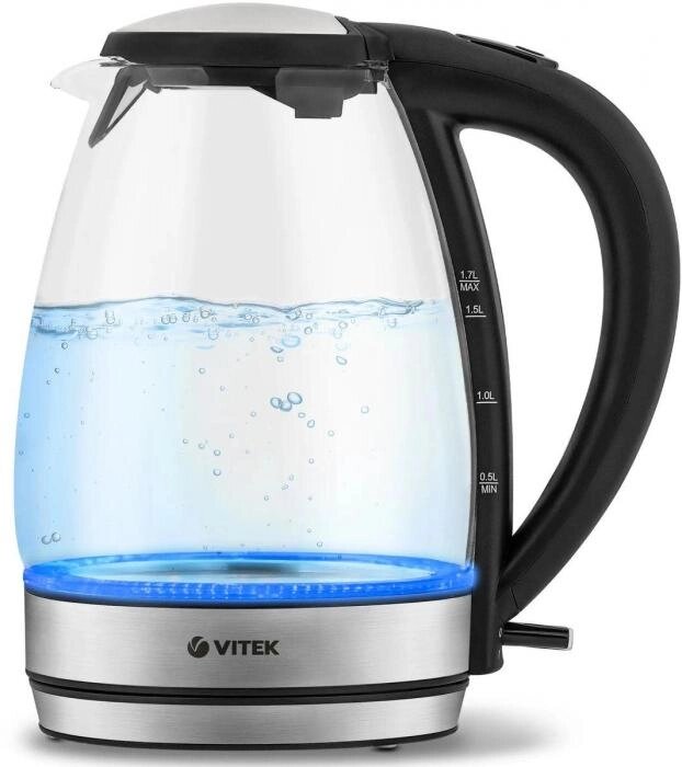 Чайник электрический Vitek VT-7046, 2200Вт, прозрачный и черный от компании 2255 by - онлайн гипермаркет - фото 1