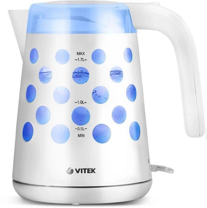 Чайник электрический VITEK VT-7048-01, 2200Вт, белый от компании 2255 by - онлайн гипермаркет - фото 1