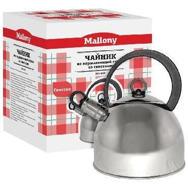 Чайник со свистком из нержавейки металлический MALLONY DJA-3026 2,2л для индукционной и газовой плит от компании 2255 by - онлайн гипермаркет - фото 1