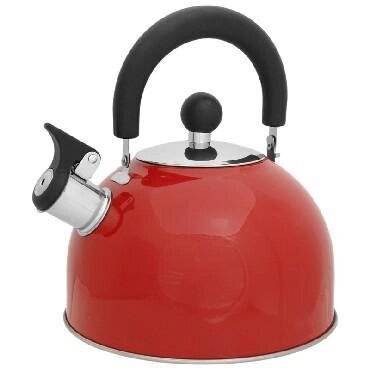 Чайник со свистком из нержавейки металлический MALLONY MAL-039-R 2,5л красный индукционный от компании 2255 by - онлайн гипермаркет - фото 1