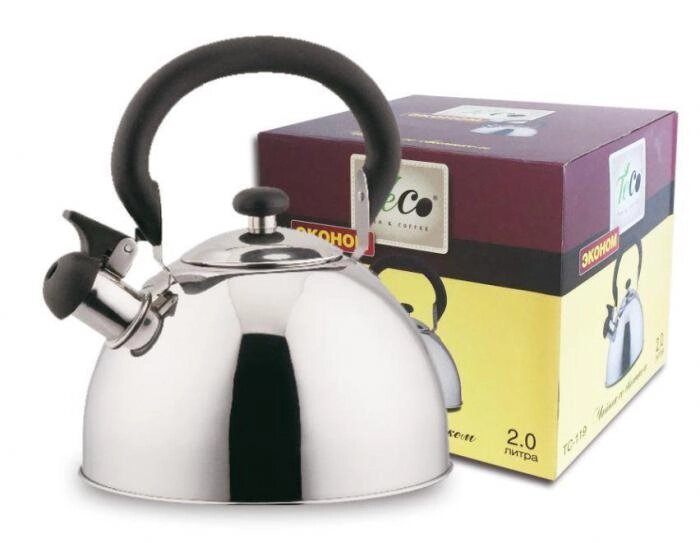 Чайник со свистком TECO TC-119 из нержавеющей стали 2 литра для газовой индукционной плиты от компании 2255 by - онлайн гипермаркет - фото 1