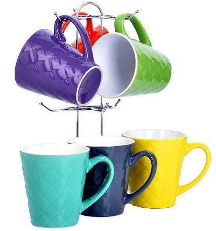 Чайный набор чашек 6 предметов на подставке LORAINE 23137 подарочный 350мл от компании 2255 by - онлайн гипермаркет - фото 1