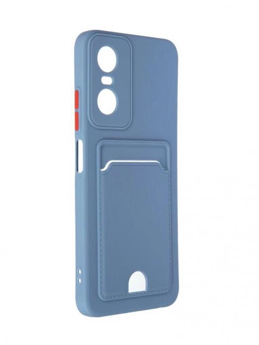 Чехол DF для Tecno Pop 6 Pro Silicone с отделением для карты Gray-Blue tCardCase-02 от компании 2255 by - онлайн гипермаркет - фото 1