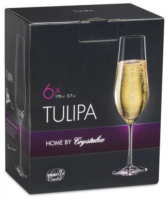 CRYSTALEX CR170104T Набор бокалов для шампанского TULIPA 6шт 170мл от компании 2255 by - онлайн гипермаркет - фото 1