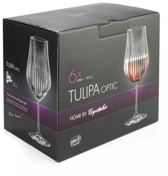 CRYSTALEX CR450101TO Набор бокалов для вина TULIPA OPTIC 6шт 450мл от компании 2255 by - онлайн гипермаркет - фото 1