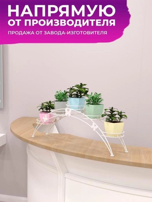 Декоративная подставка стойка арка для цветов растений горшков NS22 металлическая белая под вазоны от компании 2255 by - онлайн гипермаркет - фото 1