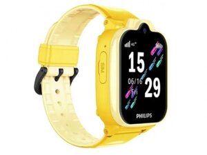 Детские смарт часы-телефон для детей умные наручные электронные с сим картой GPS камерой Philips W6610 желтые