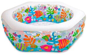 Детский мини бассейн с надувным дном уличный дачный для купания малышей маленьких детей INTEX 56493NP