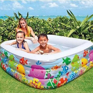 Детский надувной бассейн INTEX 57471 маленький мобильный 159x159x50см для детей от компании 2255 by - онлайн гипермаркет - фото 1