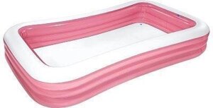 Детский надувной бассейн прямоугольный мини дачный уличный для купания малышей детей INTEX 58487NP розовый