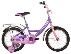 Детский велосипед для девочек NOVATRACK 163VECTOR. LC22 Фиолетовый с приставными колесами