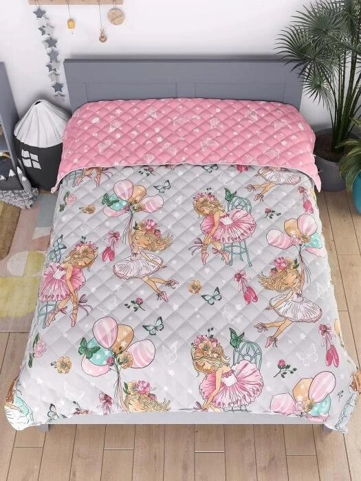 Детское покрывало 160Х80 плед одеяло для кроватки девочки хлопковое стеганное двустороннее из бязи розовое от компании 2255 by - онлайн гипермаркет - фото 1