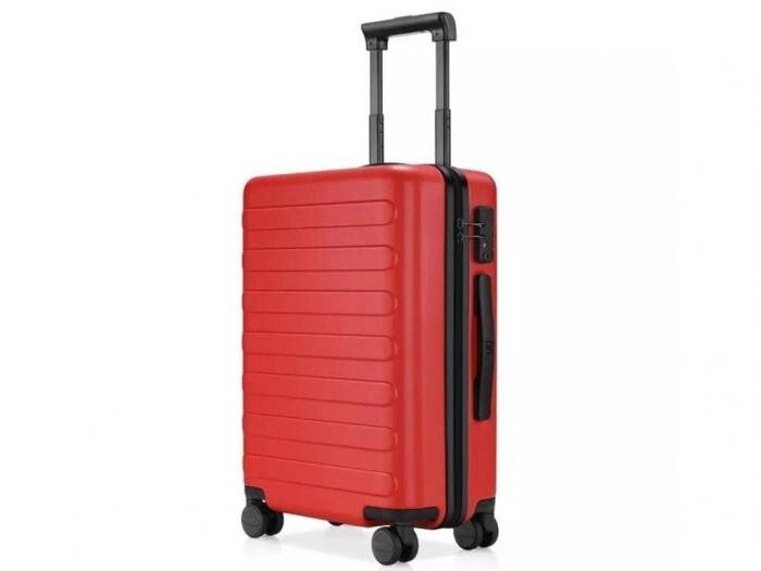 Дорожный пластиковый чемодан на колесиках с ручкой Xiaomi RunMi 90 Fun Seven Bar Business Suitcase 24 красный от компании 2255 by - онлайн гипермаркет - фото 1