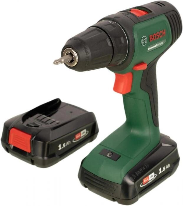 Дрель-шуруповерт Bosch UniversalDrill 18V, 1.5Ач,  с двумя аккумуляторами [06039d4002] от компании 2255 by - онлайн гипермаркет - фото 1