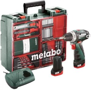 Дрель-шуруповерт METABO PowerMaxx BS Basic SET, 2Ач, с двумя аккумуляторами [600080880]