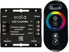 ECOLA RFK24BESB LED strip RGB RF controller 24A 288W 12V (576W 24V) с кнопочным черным радиопультом белый