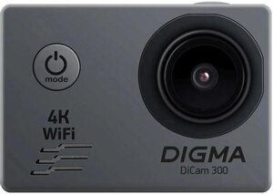 Экшн-камера DIGMA DiCam 300 4K, WiFi, серый [dc300]