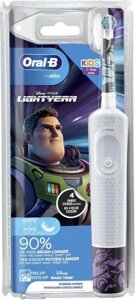 Электрическая зубная щетка Oral-B D100.413 Kids Lightyear насадки для щётки: 1шт, цвет: голубой