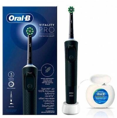 Электрическая зубная щетка Oral-B Vitality Pro D103.413.3 + зубная нить, насадки для щётки: 1шт, цвет: черный от компании 2255 by - онлайн гипермаркет - фото 1