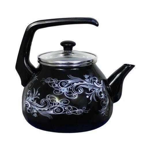 Эмалированный чайник для газовой и индукционной плиты без свистка 3 литра INTEROS 16658 черный от компании 2255 by - онлайн гипермаркет - фото 1