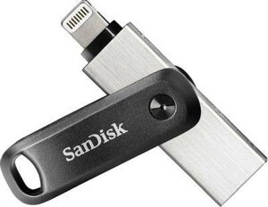 Флешка USB Sandisk iXpand Go 128ГБ, USB3.0, черный и серебристый [sdix60n-128g-gn6ne]