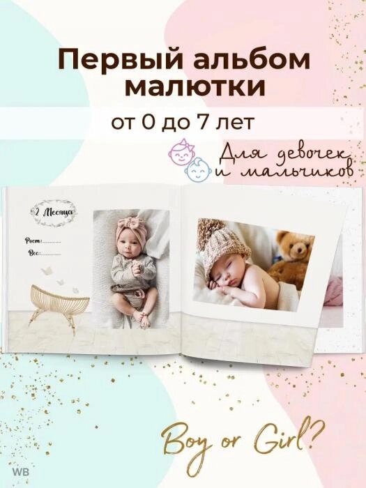 Фотоальбом для новорожденных детский семейный альбом для фото фотографий подарок на рождение ребенка от компании 2255 by - онлайн гипермаркет - фото 1