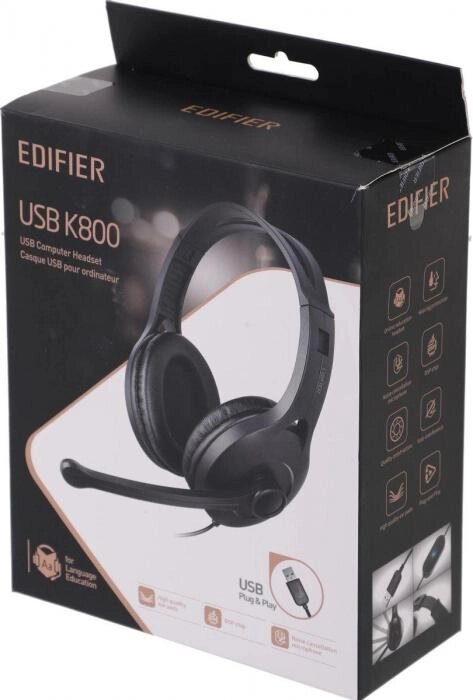 Гарнитура Edifier K800 USB,  для компьютера, накладные,  проводные, черный от компании 2255 by - онлайн гипермаркет - фото 1