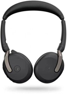 Гарнитура Jabra Evolve2 65 Flex, для компьютера/мобильных устройств, накладные, Bluetooth, черный [26699-999-899]