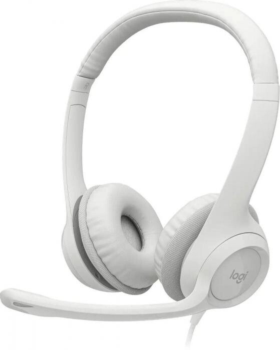 Гарнитура Logitech H390,  для компьютера, накладные,  проводные, белый [981-001288] от компании 2255 by - онлайн гипермаркет - фото 1