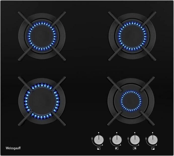 Газовая варочная панель WEISSGAUFF HG 640 BGV,  независимая,  черный от компании 2255 by - онлайн гипермаркет - фото 1