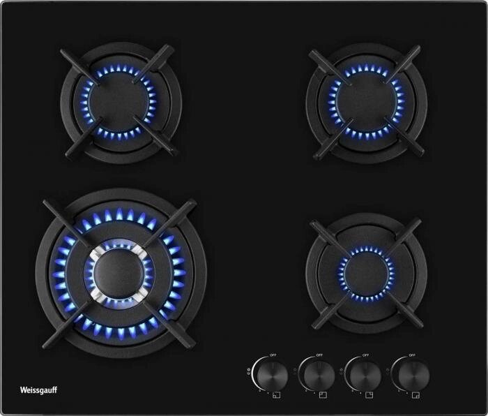 Газовая варочная панель WEISSGAUFF HGG 640 BGB,  черный от компании 2255 by - онлайн гипермаркет - фото 1