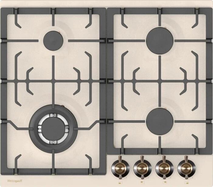 Газовая варочная панель WEISSGAUFF HGG 641 REB,  независимая,  бежевый от компании 2255 by - онлайн гипермаркет - фото 1