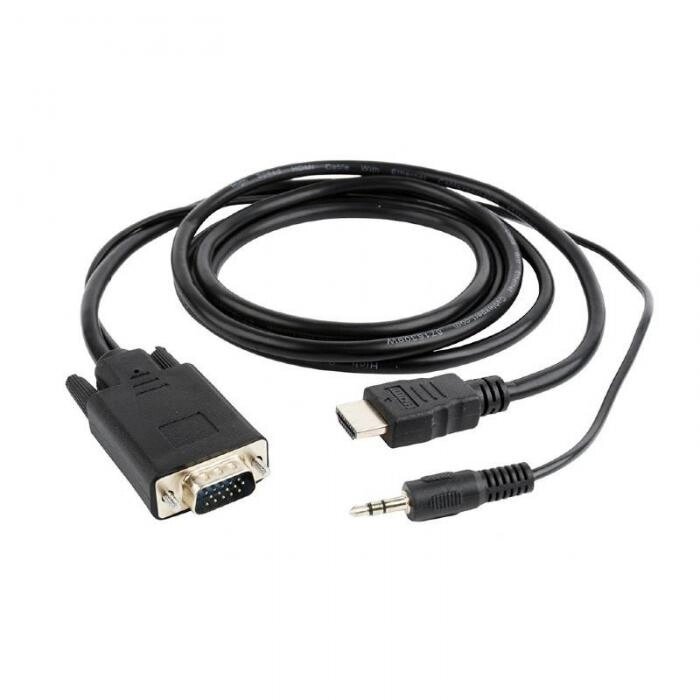 Gembird Cablexpert HDMI-VGA 19M/15M + 3.5Jack 1.8m Black A-HDMI-VGA-03-6 от компании 2255 by - онлайн гипермаркет - фото 1