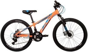 Горный подростковый велосипед для ребенка подростка 10-11-12-13-14 лет NOVATRACK 24AHD. EXTREME. 11OR4 оранжевый