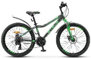 Горный подростковый велосипед спортивный скоростной колеса 24" со стальной рамой 12" зеленый для подростков