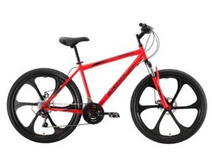 Горный велосипед на литых дисках колеса 26 дюймов рама 18" красный спортивный скоростной с дисковыми тормозами