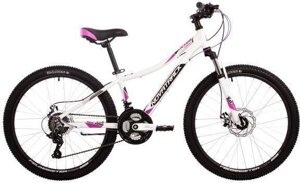 Горный велосипед с амортизаторами скоростной женский для девочки подростка NOVATRACK 24AHD. KATRINA. 10WT4 белый