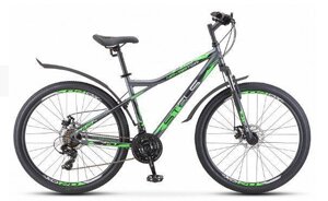 Горный взрослый велосипед STELS Navigator 710 MD 27.5" V020 рама 16" Антрацитовый/зелёный/чёрный