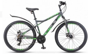 Горный взрослый велосипед STELS Navigator 710 MD 27.5" V020 рама 18" Антрацитовый/зелёный/чёрный