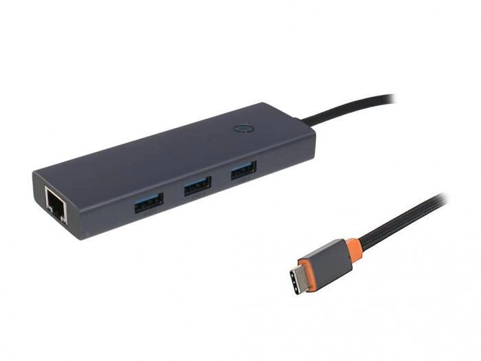 Хаб USB Baseus OS Flite Series 4-Port Type-C - 3xUSB 3.0 + RJ45 Space Grey B0005280A813-00 от компании 2255 by - онлайн гипермаркет - фото 1