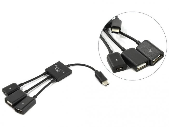Хаб USB KS-is OTG 2xUSB 2.0 MicroUSB F - USB Type C M KS-319 от компании 2255 by - онлайн гипермаркет - фото 1