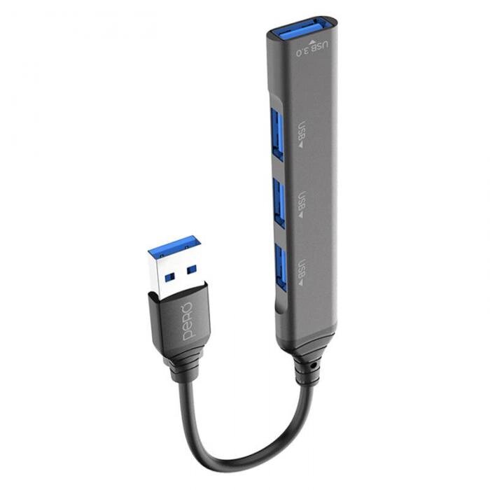 Хаб USB Pero MH01 USB-A - USB 3.0+3xUSB 2.0 Grey MH01GR от компании 2255 by - онлайн гипермаркет - фото 1