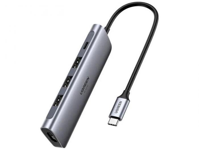 Хаб USB Ugreen CM136 USB-C - 3xUSB3.0+HDMI+USB-C Space Grey 70495 от компании 2255 by - онлайн гипермаркет - фото 1